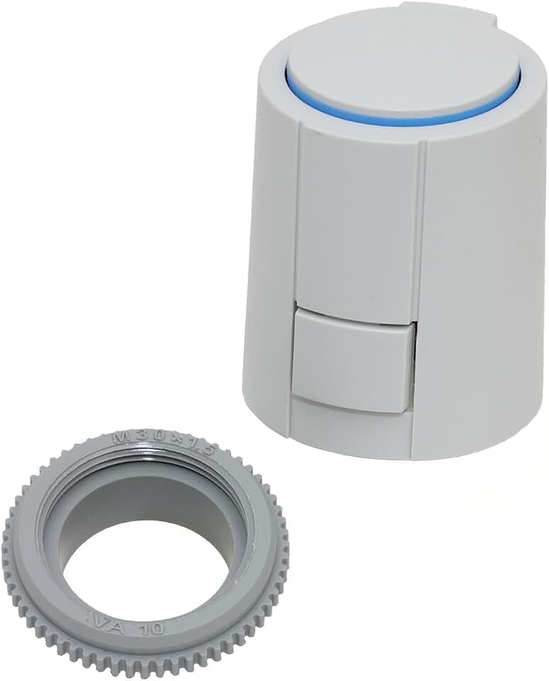 Möhlenhoff Stellantrieb Alpha-5 universal für Fussbodenheizung 230 V Typ VA 10 passend auf Heimeier Kermi Roth Herb Thermoval u.a. Farbe lichtgrau RAL 7035 Ausführung NC Stromlos-zu