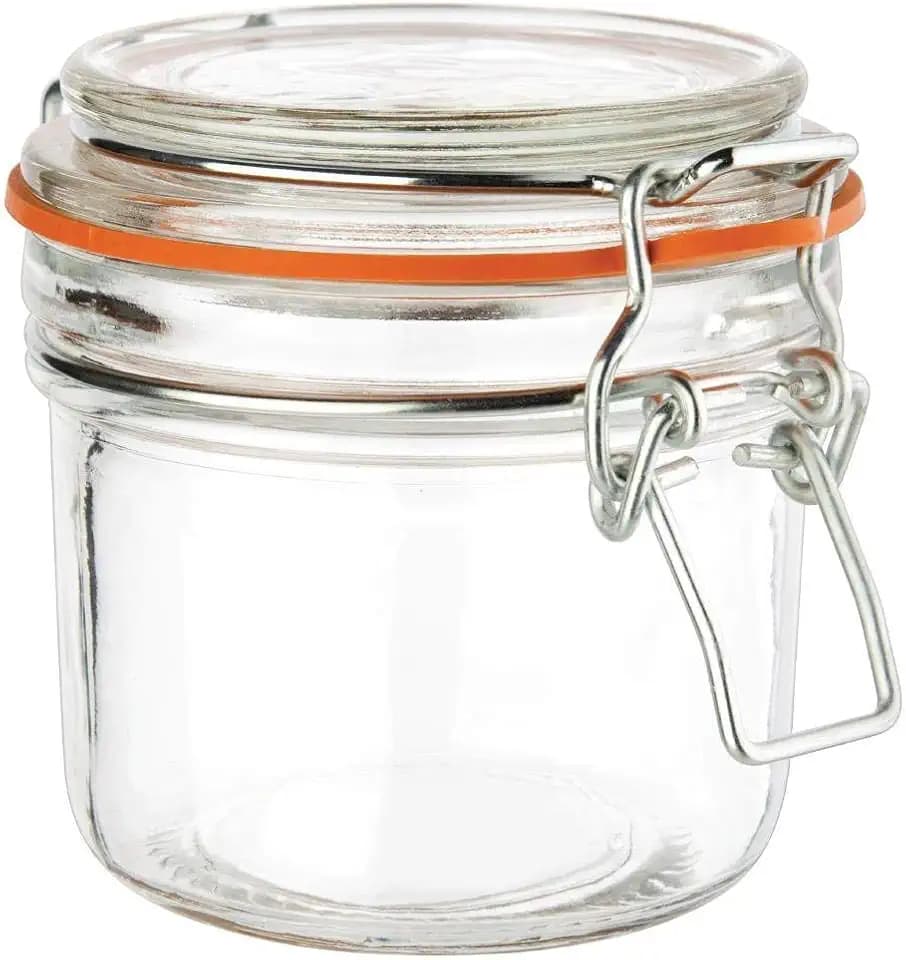 Vogue Clip Top Runde Glasbehälter - 200 ml (6er-Pack), Einmachgläser, wiederverwendbare Marmeladengläser, luftdichtes Aufbewahren von Lebensmitteln, Einmachen und Einlegen in der Küche, Gewürz- oder Kräuterbehälter, GH328