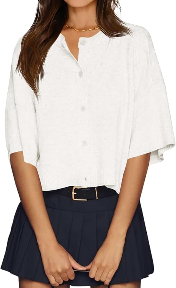 Cicy Bell Womens Half Sleeve Cardigan Sweaters Button Oversized Outfits