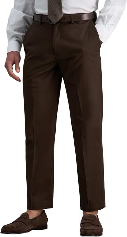 Haggar Herrenhose, Bequeme, gerade Passform, Flache Vorderseite, Normale und große Größen