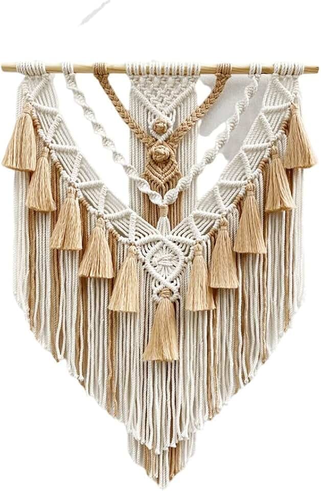 BMIDRUT Hanging Macrame Tapestry Woven Boho Wall Art Handmade Macrame Tapestry Home Wall Decor Wall Pediment 18x30 Inch (Brown)
