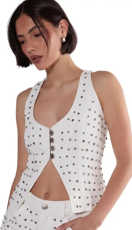 Nasty Gal Women's Studded Denim Corset Top