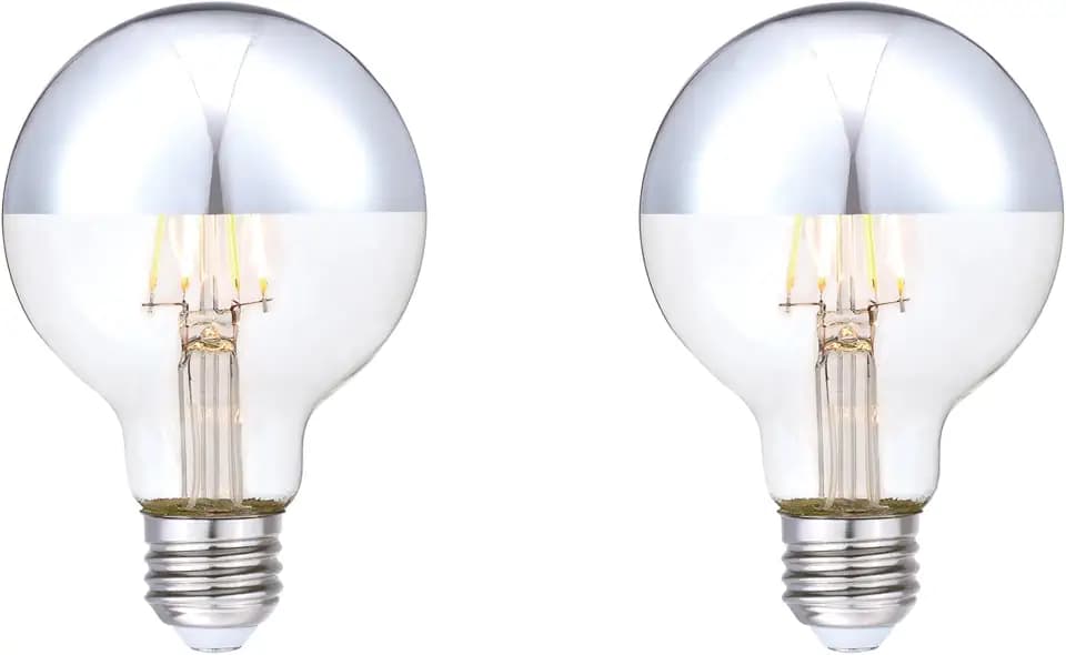 Westinghouse 51691EC2 4.5 Watt (40 Watt Equivalent) G25 Dimmable Half Chrome Filament LED Light Bulb, E26 Medium Base, 2 Pack