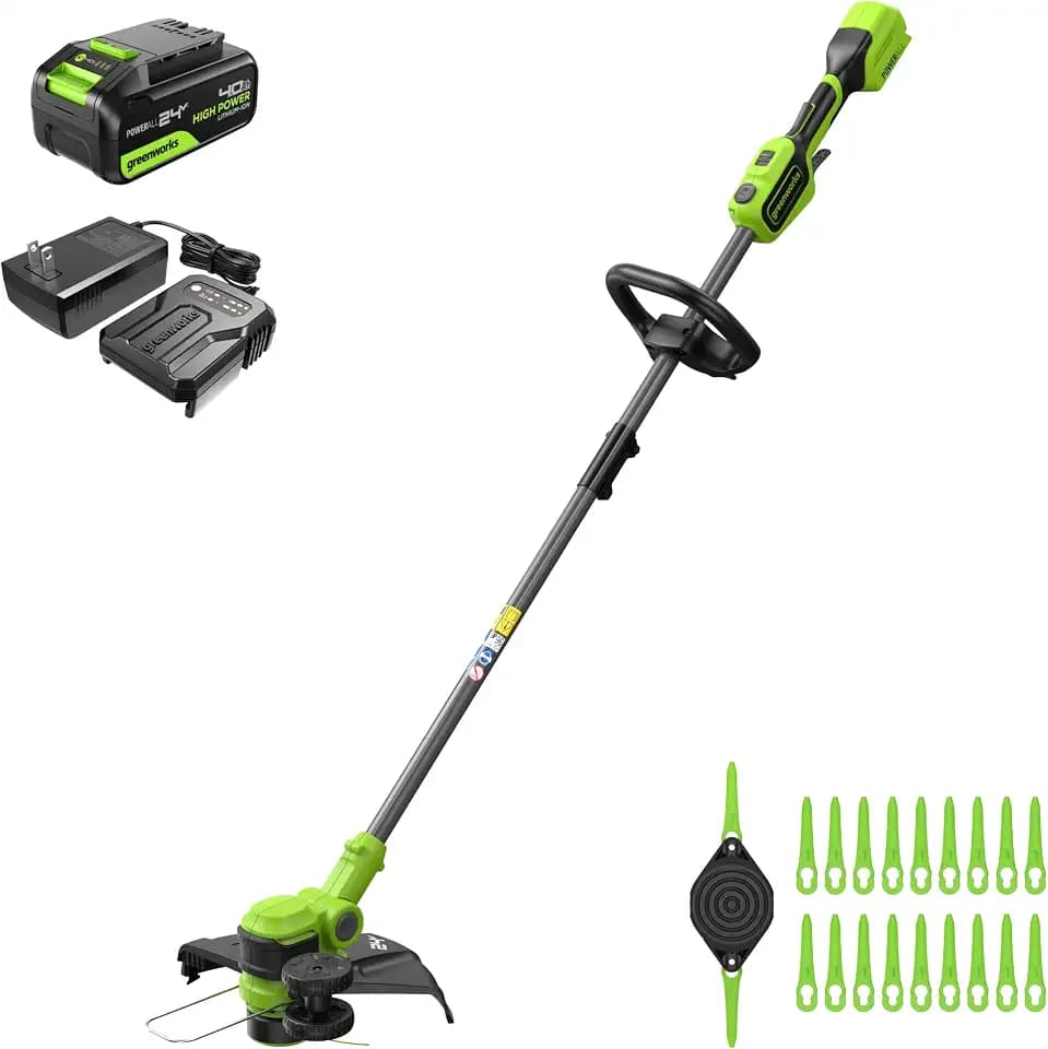 Greenworks 24V 13 in String Trimmer, 20 Blades, 4.0 Ah Battery
