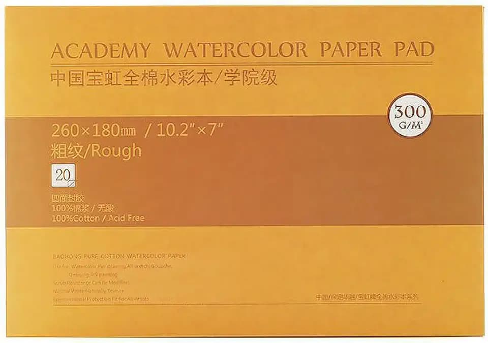 MEEDEN Aquarellpapier Baumwolle: 20 Blatt Watercolor Paper 300g/m² - Rau 26 x 18 CM - Säurefrei Aquarellblock Malblock DIN A5 Aquarell Skizzenbuch für Aquarell Gouache Künstler Kinder