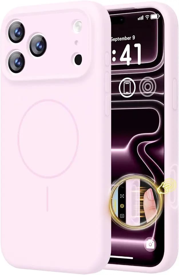 BossKiss Magnetic for iPhone 17 Pro Case Silicone, Chalk Pink