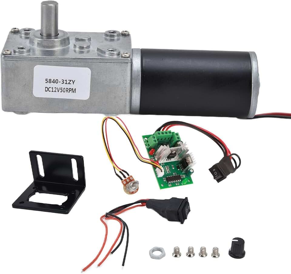 DC-12V Getriebemotor PWM-Treiber-Kit 20-400 U/min Drehzahluntersetzungsmotor mit 8mm D-Welle 50 U/min Motorserie Getriebemotor für industrielle Anwendungen