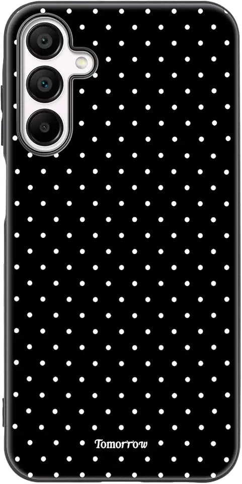 Cute Polka Dot Phone Case for Samsung Galaxy A15 5G, Girly Galaxy A15 4G Cases, Aesthetic Design Matte Finish Soft Touch TPU Anti Fingerprint Shockproof Cover for Girls Women, Black