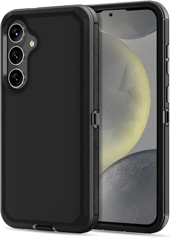 Jiunai for Samsung Galaxy S24 Case Heavy Duty Rugged Shockproof Cover Black