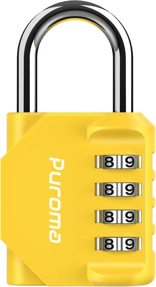 Puroma 1 Pack Combination Lock Locker 4 Digits Combo Padlock Gym Yellow