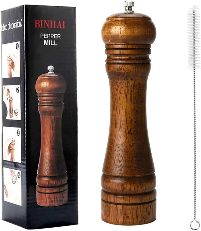 Pfeffermühle - Holz Mühle Gewürzmühle Salzmühlen Pfeffermühlen Set Mit Verstellbarem Keramikmahlwe Mahlwerk 8 Zoll
