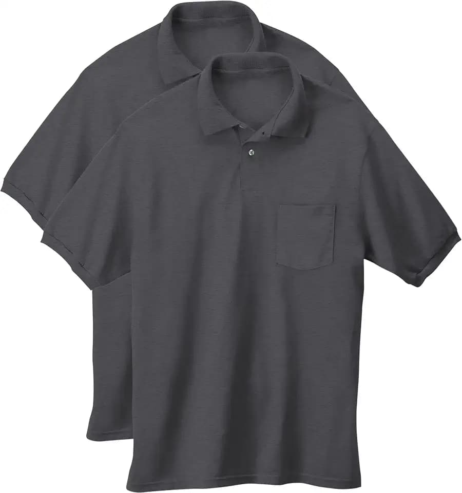 Hanes Men's Short Sleeve Jersey Pocket Polo (Pack of 2)