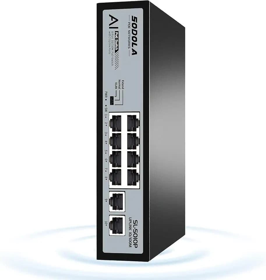SODOLA 8 Port PoE Switch 100Mbps,120W,8×PoE+ 100Mbps, 2×Uplink,802.3af/at