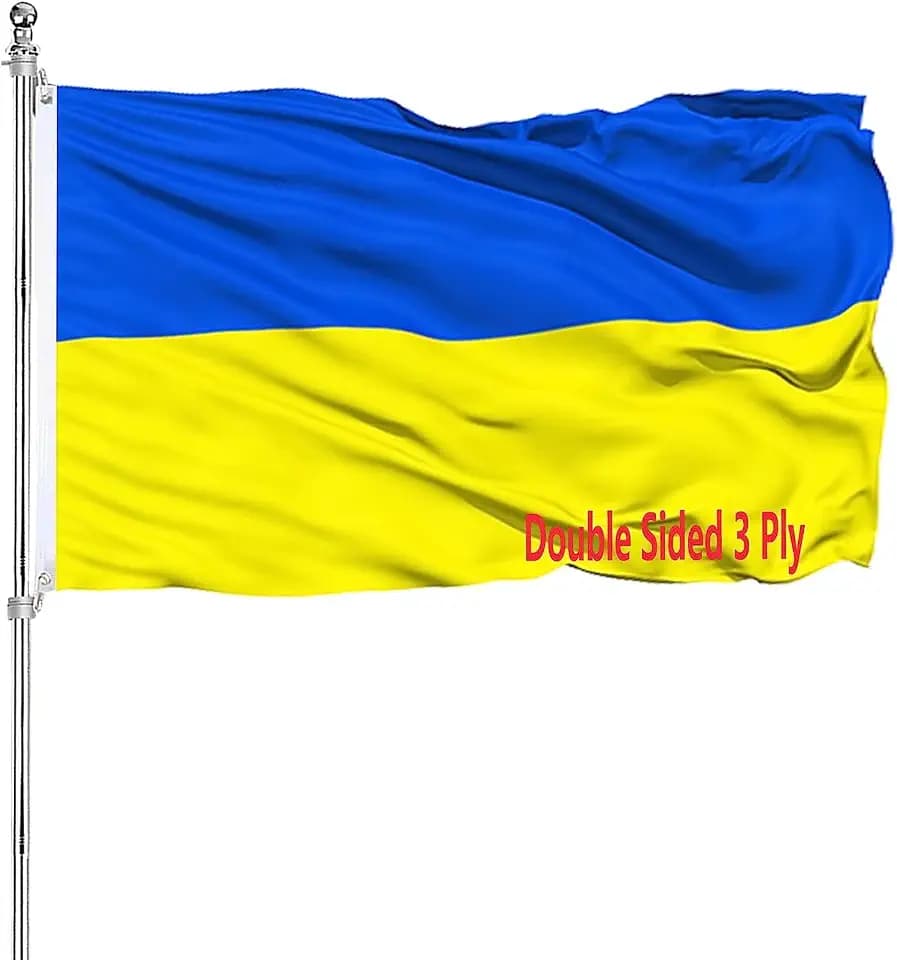 Ukraine Flag Trident 4X6 Outdoor Indoor Double Sided Heavy Duty 3 Ply 200D Polyester and Durable Canvas Header with 2 Brass Grommets