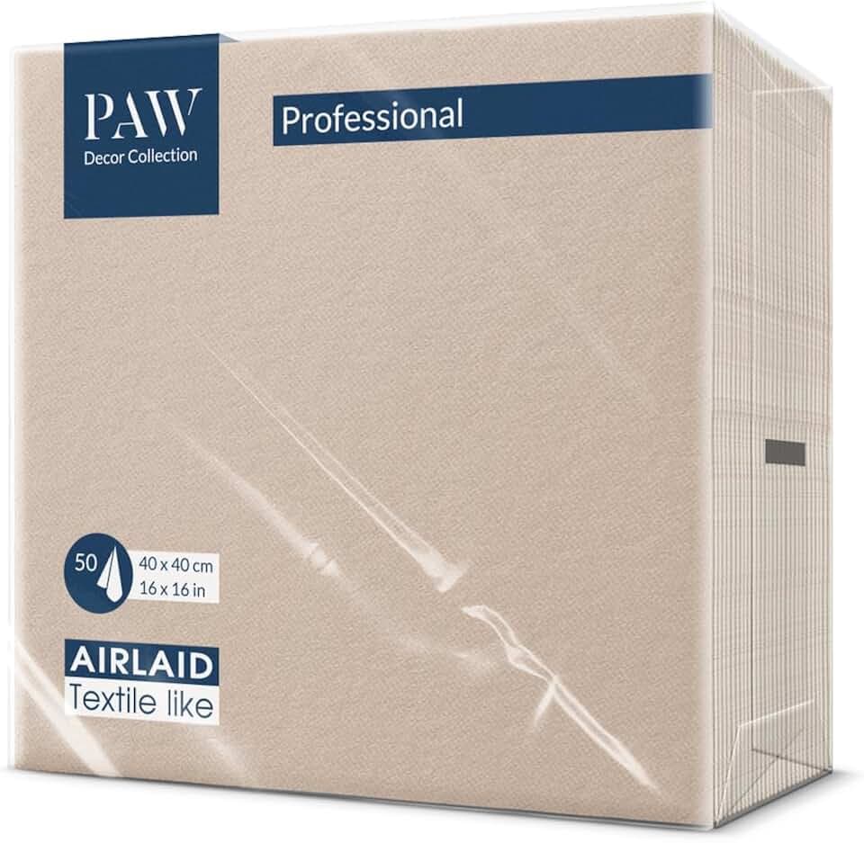 PAW Airlaid Servietten 40x40 cm, stoffähnlich, 50 Stück, Beige