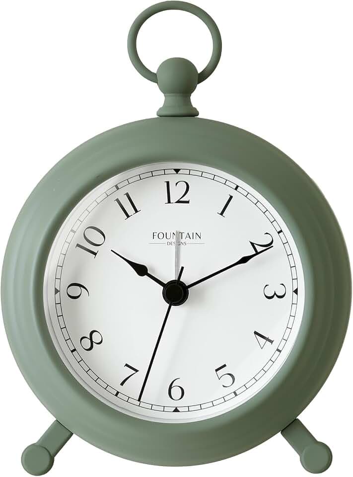 5.4" Jensen Pocket Watch Analog Alarm Clock,Sage Green