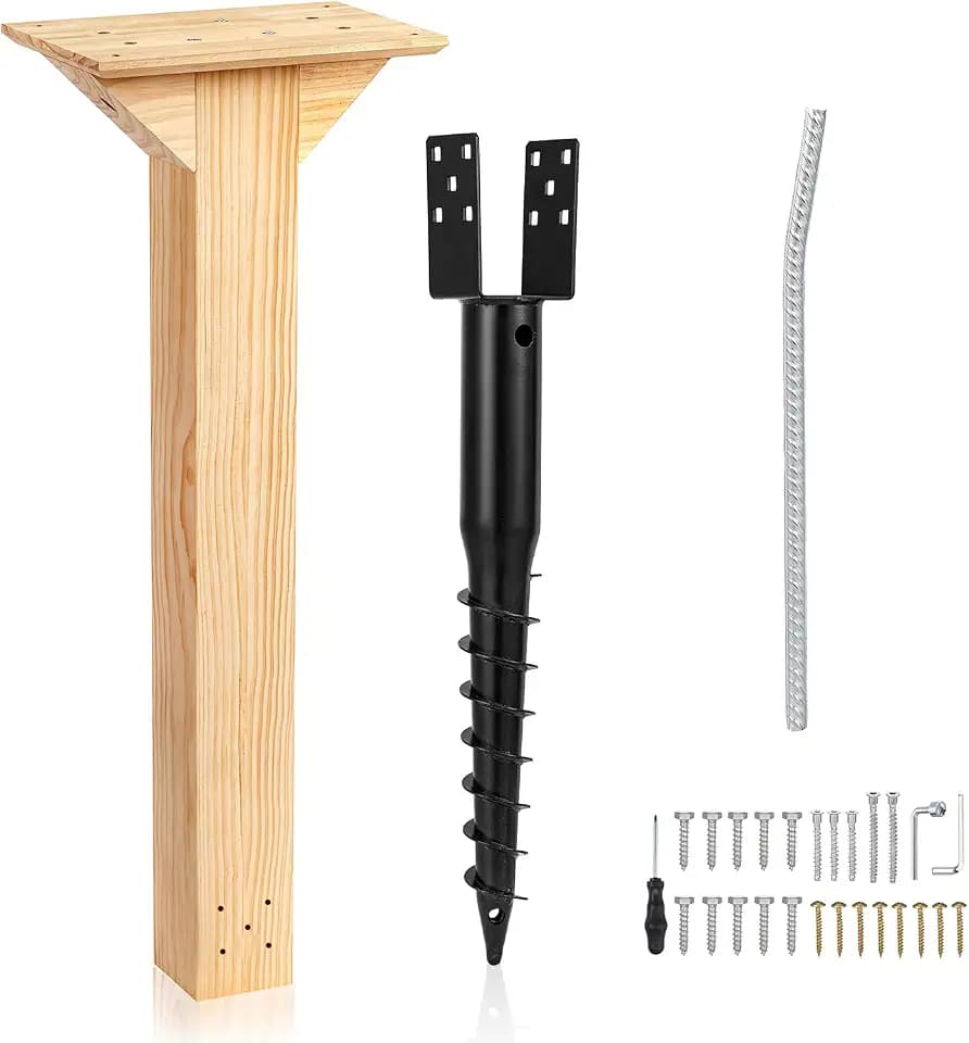 Little Library Mount – Waterproof 4x4x31.5" Wood Post, Post Bracket, No-Dig Ground Anchor, Easy Setup for Outdoor Use, Supports All Sizes of Little Libraries, Perfect for Community Sharing