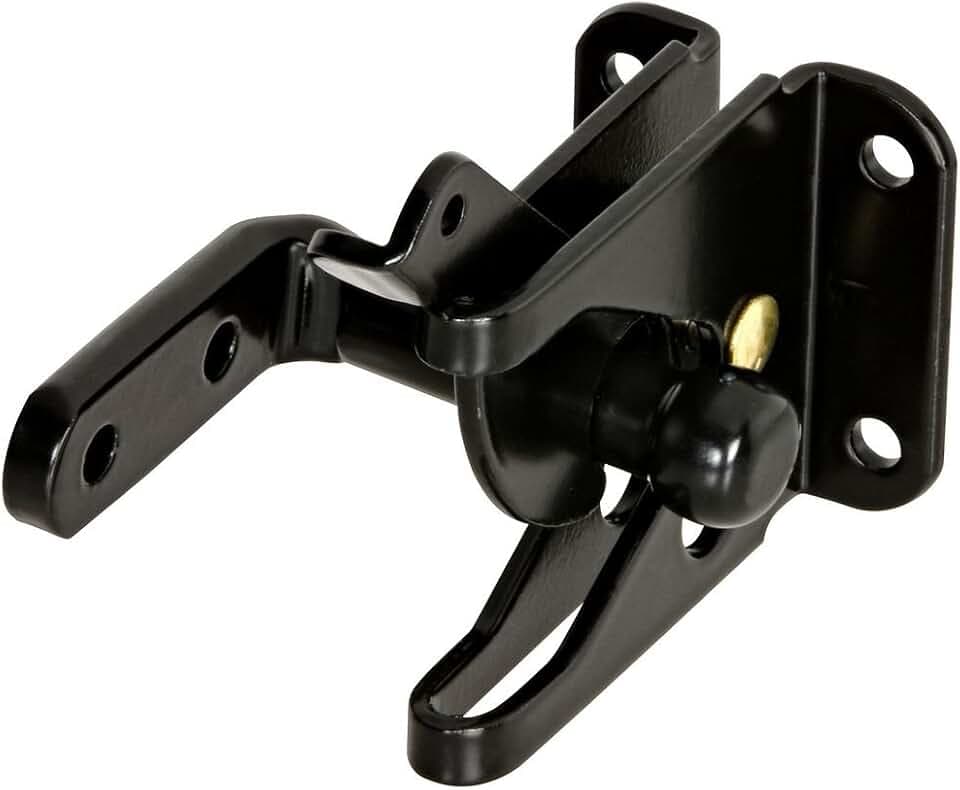 National Hardware Automatic Self Latching Gate Latch, Steel, Black