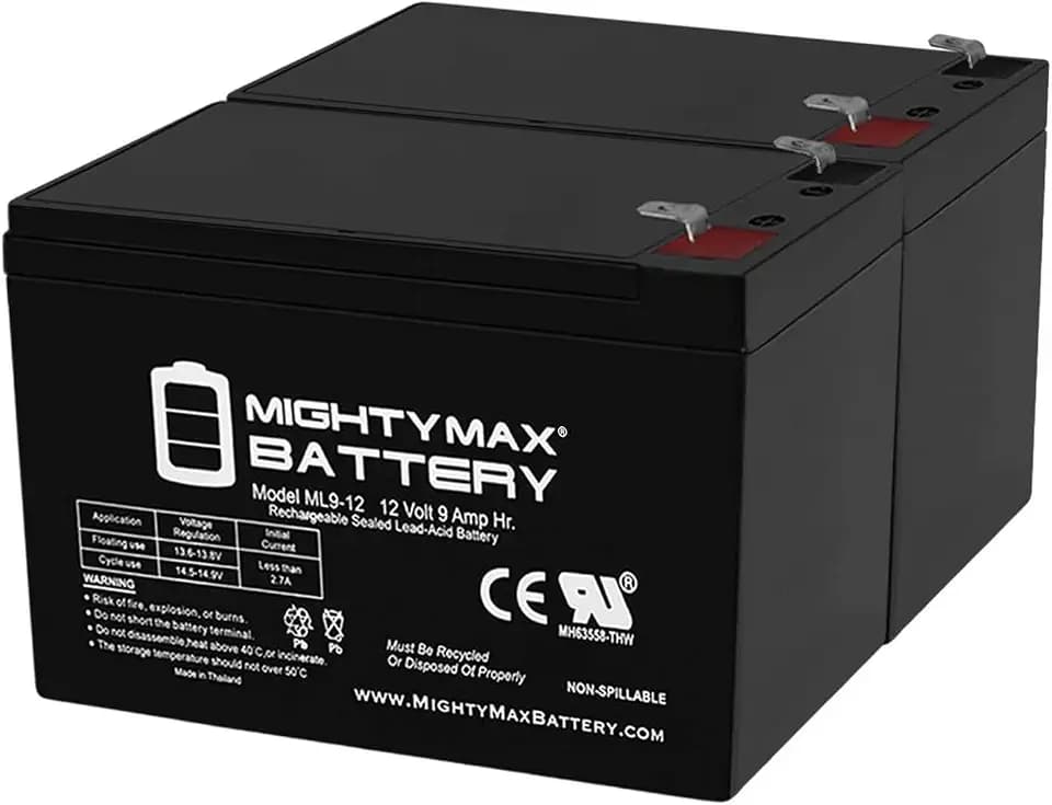 Mighty Max Battery ML9-12 - 12 Volt 9 AH SLA Battery - Pack of 2