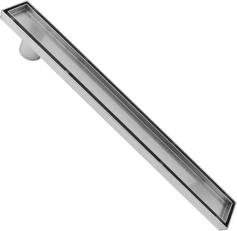 ZOIC Linear Stealth Tile Insert Floor Grate Bathroom Shower Waste Drain 304 Stainless Steel Side Outlet 35.43 Inches (900MM)