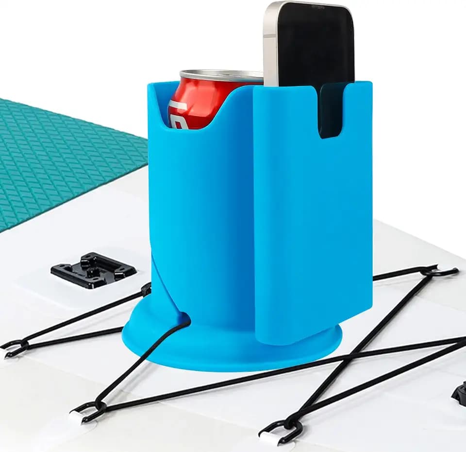 Paddleboard Cup Holder, 2 in 1 Drink Phone Holder for Kayaks SUPs, Blue