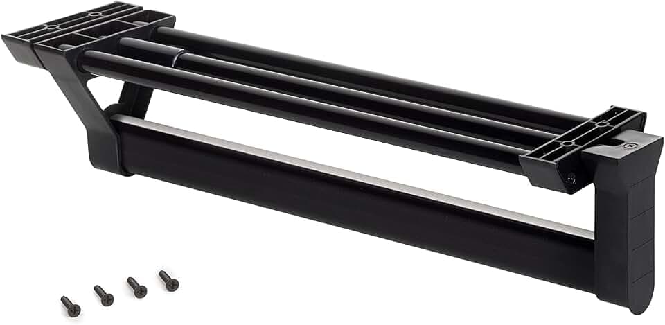 Emuca - Kleiderbügelauszug ausziehbar für kleiderschrank, Ausziehbare Kleiderstange Länge 350mm, Schwarz