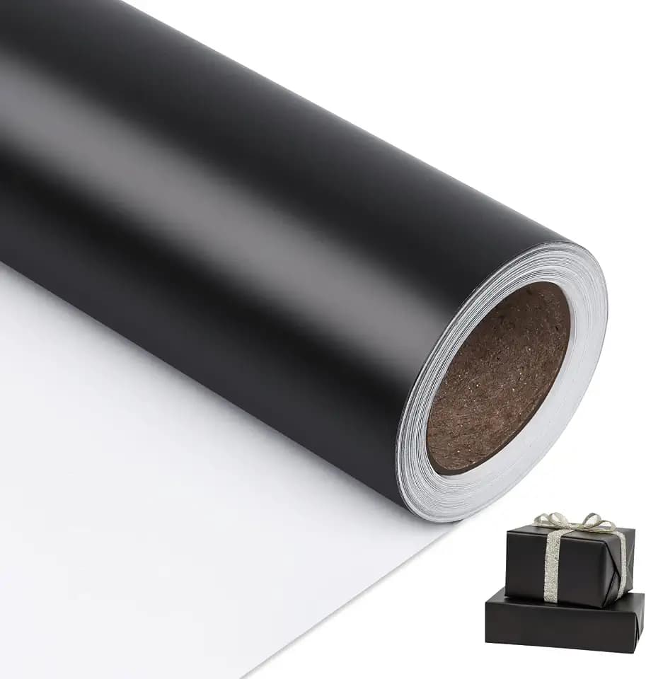 NESCCI Matte Metal Black Wrapping Paper,Christmas Wrapping Paper