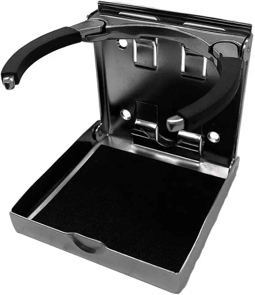 MARINE CITY Adjustable Folding Cup Holder, 304 Stainless Steel - Polished, 2-5/8 Inches to 3-1/2 Inches for Boat, Watercraft, RV (Large)