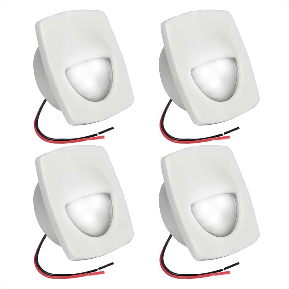 Five Oceans 2-1/4-Inch Square Companion Light, Cool White LED, Black Housing, 4-Pack Marine Courtesy Lights for Interior, Deck, Cockpit, Pontoon, Bass Boat, Yacht, Sailboat, RVs, Caravan - FO2642-M4