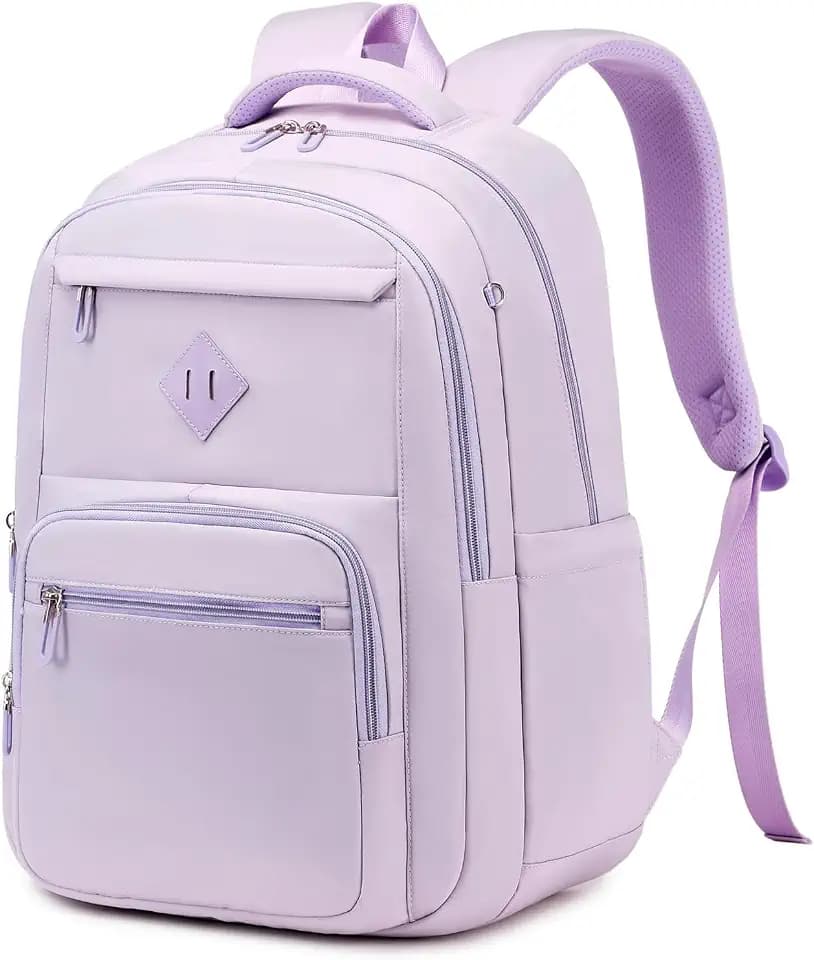 Sisipoet School Backpack for Girls, Lightweight Kids Bookbag Classic College Backpack for Teen Women with Luggage Strap, Age 8-18 Years Old, Purple