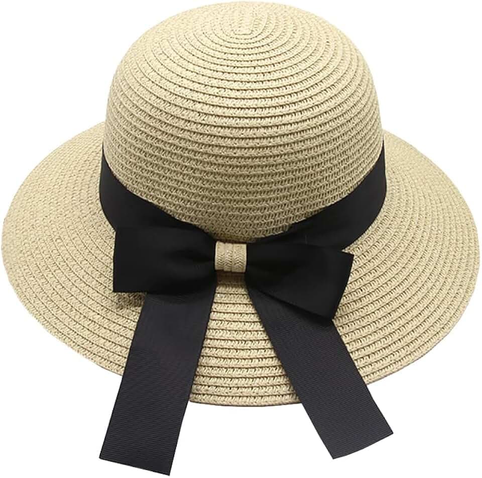 Faltbarer Strohhut für Damen, breite Krempe, Sommer-Sonnenkappe, UV-Schutz, Strandkappe, Sonnenblende, Hut für Reisen, Urlaub