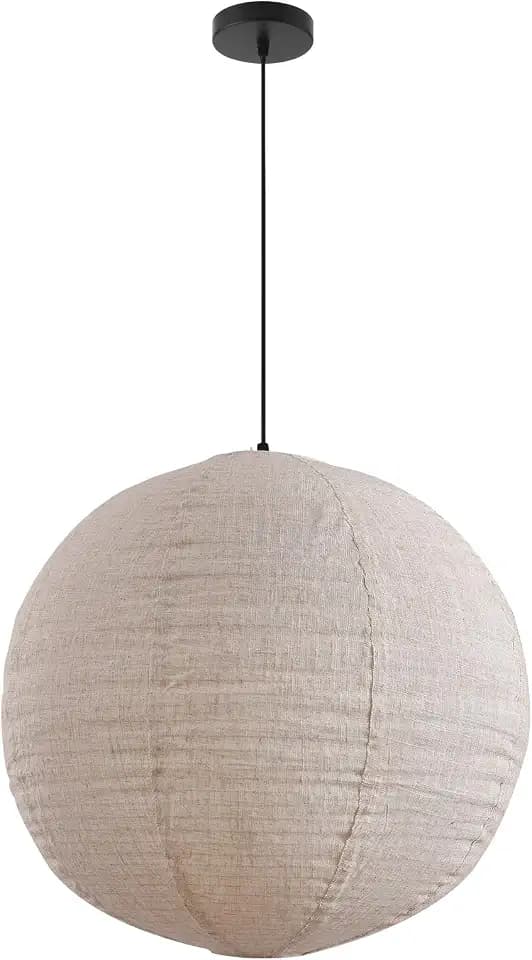 Linen Pendant Light Kit Lantern Pendant Light, 20in Off-White