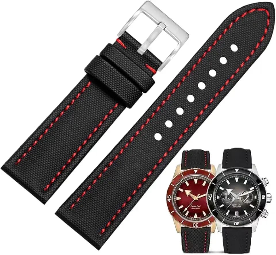 Nylon Leather Watch Band Quick Release Waterproof Resistant Oxford Fabric Durable Hybrid Premium Nylon Fiber Genuine Leather Universal Replacement Strap 18mm 19mm 20mm 21mm 22mm for Men Women