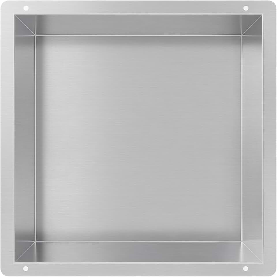 Neodrain Wandnische Dusche Edelstahl Duschnische Randlos 30 x 30 cm Einzelregal Lagerung für Badezimmer, Gebürstet