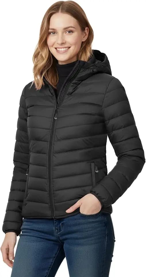 33,000ft Damen Leichte Steppjacke Packbare Übergangsjacke mit Kapuze
