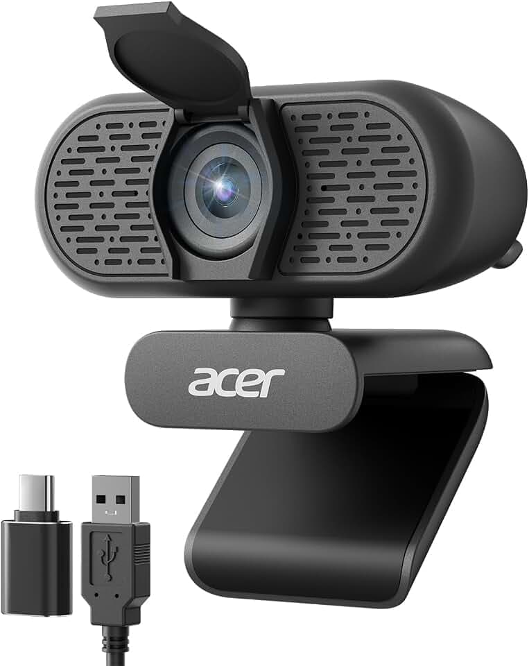 Acer A610 1080p Webcam for PC with Microphones Computer Camera for Meeting