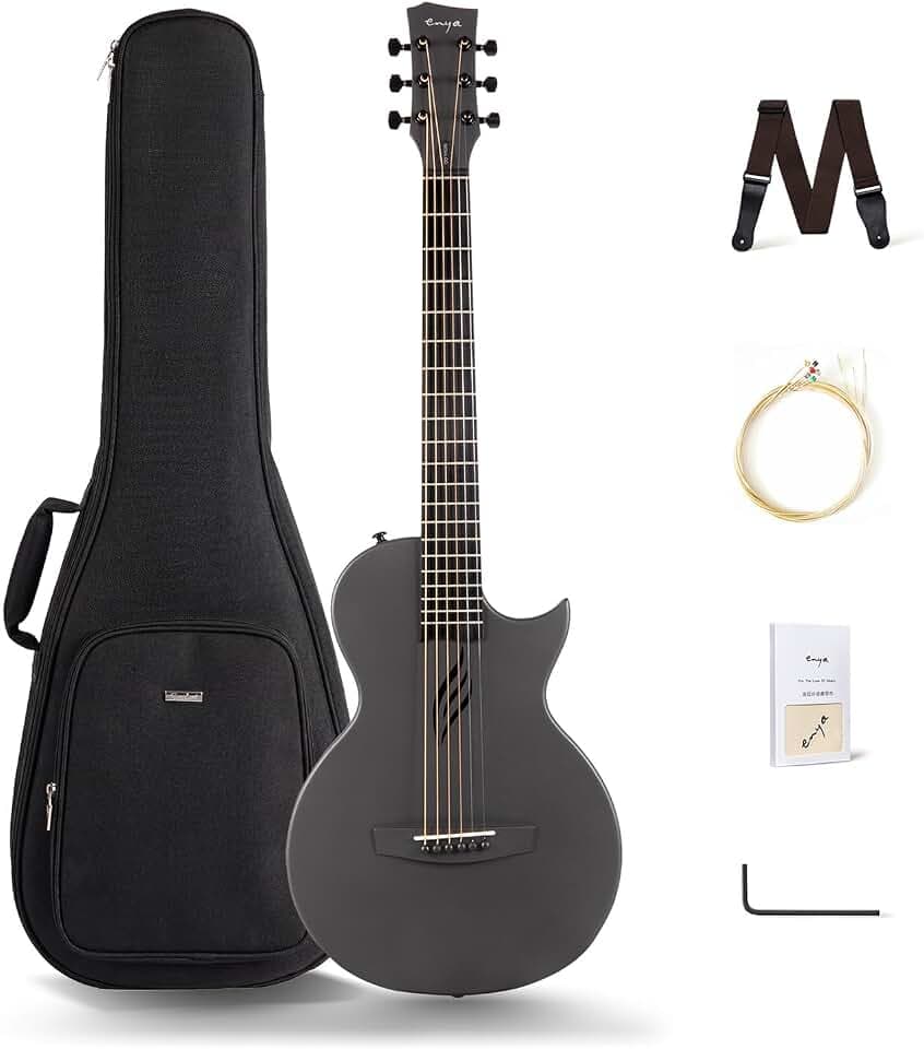 Enya NOVA GO Carbon Fiber 35-Inch Acoustic Travel Guitar, Black