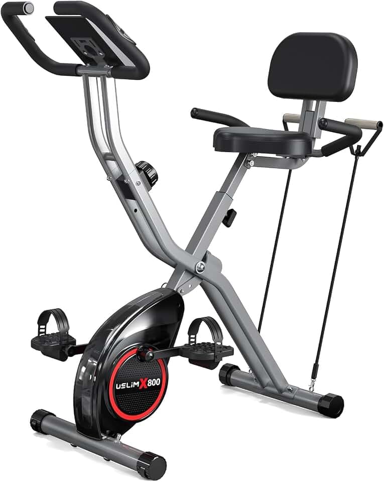 Portable Exercise Bike, Lightweight Stationary Bikes for Home Workout, Foldable Indoor Cycling Bike for Seniors, 260LB Capacity, Stepless Control Friction Resistance X-Bike X800