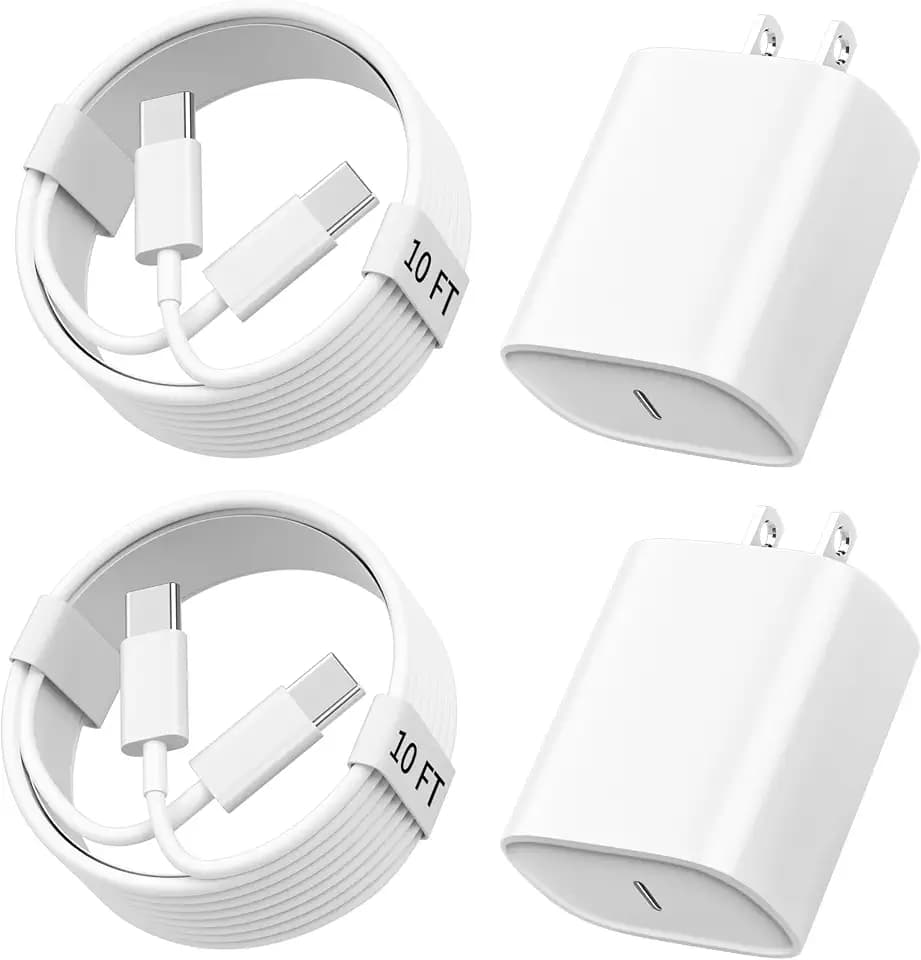 iPhone 18 17 16 15 Pro Max Charger Fast Charging 20W 10 FT Long USB C Cable
