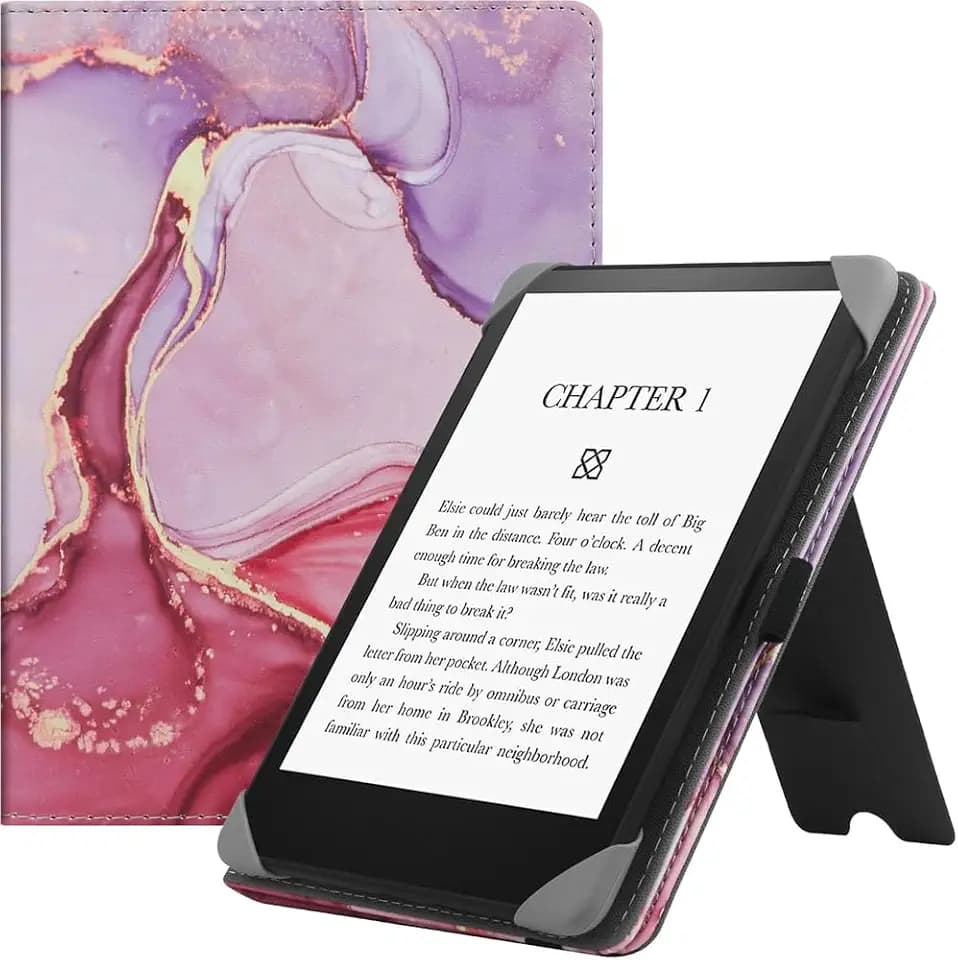 HGWALP Universal Ständer Hülle für 6-7 Zoll eReader,Premium PU Leder Ständer Cover mit Handschlaufe Kompatibel mit Allen 6" 6.8" 7" Kindle Paperwhite/Colorsoft/Kobo/Tolino/Pocketbook/Sony eReader-MBPK