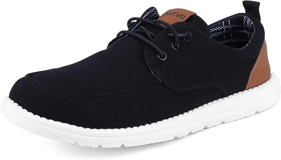 ASITVO Men's Wide Canvas Loafers Slip on Boat Walking Shoes Casual Dress