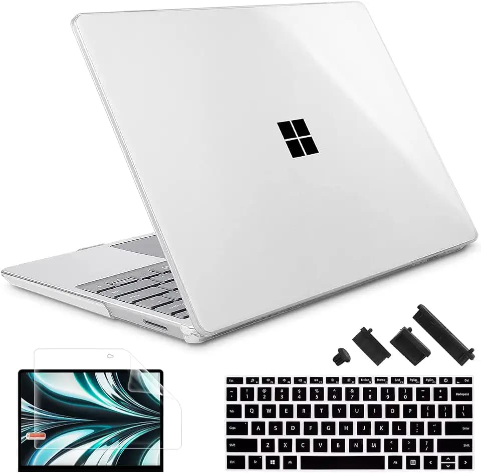 May Chen Case Compatible for 13.5" Microsoft Surface Laptop 5/4/3 with Metal Palm Rest Model 1951/1868, Plastic Hard Shell Case with Screen Protector + Keyboard Cover + Dust Plug, Crystal Clear