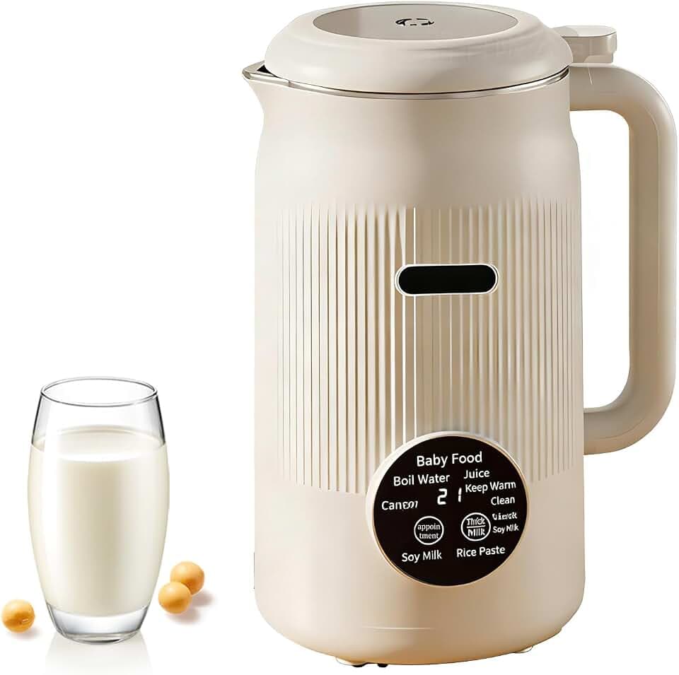 1200ml Automatische Sojamilch Maschine, 8 in 1 Nussmilchmaschine, Automatische Mandelmilchmaschine 8 Stunden Warmhaltefunktion und Selbstreinigung für Mandelmilch, Sojamilch und Saft