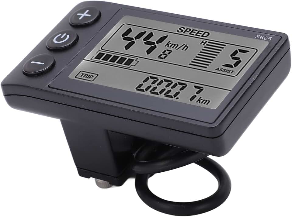 LCD-Display-Bedienfeld, Wasserdichter Stecker für Elektrofahrrad S866, Einfache Installation mit Hintergrundbeleuchtung, Langlebiges ABS-Material, Geeignet für 22,2-mm-Lenker
