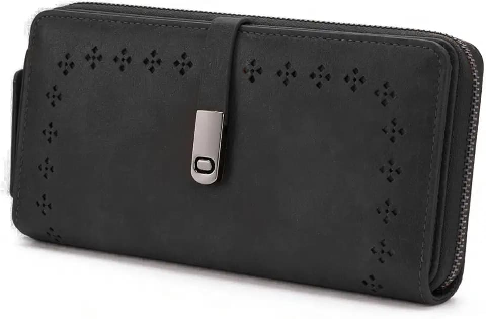 Wallet for Women Large Capacity RFID Blocking Leather Bifold Card Holder with Zipper Change Pocket