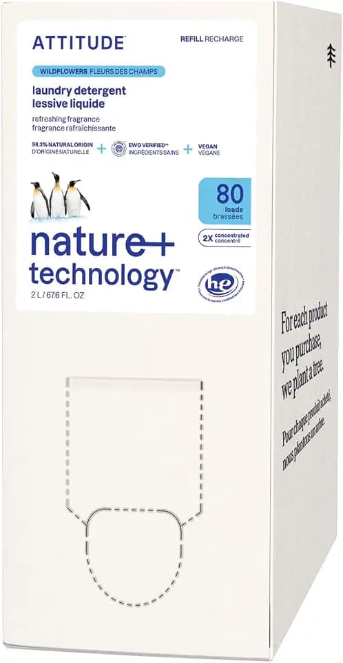 ATTITUDE Laundry Detergent Refill, EWG Verified, Wildflowers, 80 Loads