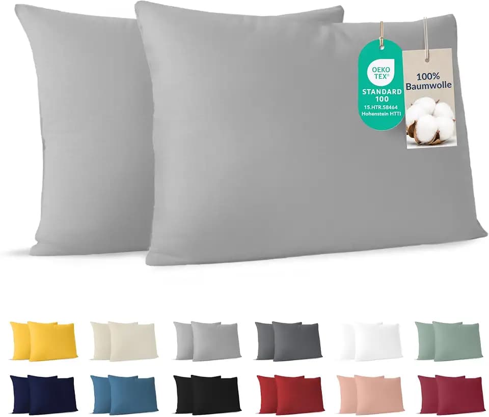 Dreamzie - Kissenbezug 50x70cm - 2er Set - 100% Baumwolle - Grau