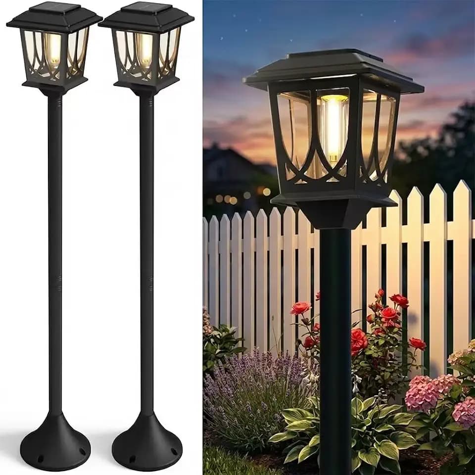 ILANCK Solar Lamp Post Lights 2 Pack, 40 in Warm White Outdoor