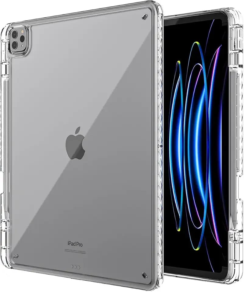 Case for iPad Pro 11 Inch M4 2024 (5th Generation) with Pencil Holder, Supports Pencil Pro, Slim & Lightweight Soft TPU Anti-Scratch Back with Shockproof for iPad Pro 11 2024, Clear