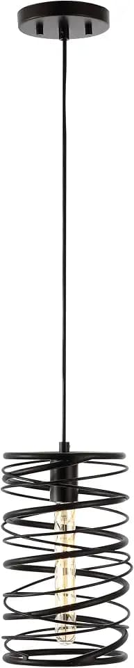 JONATHAN Y Helisa Spiral Cage Metal Pendant 7.25", Oil Rubbed Bronze